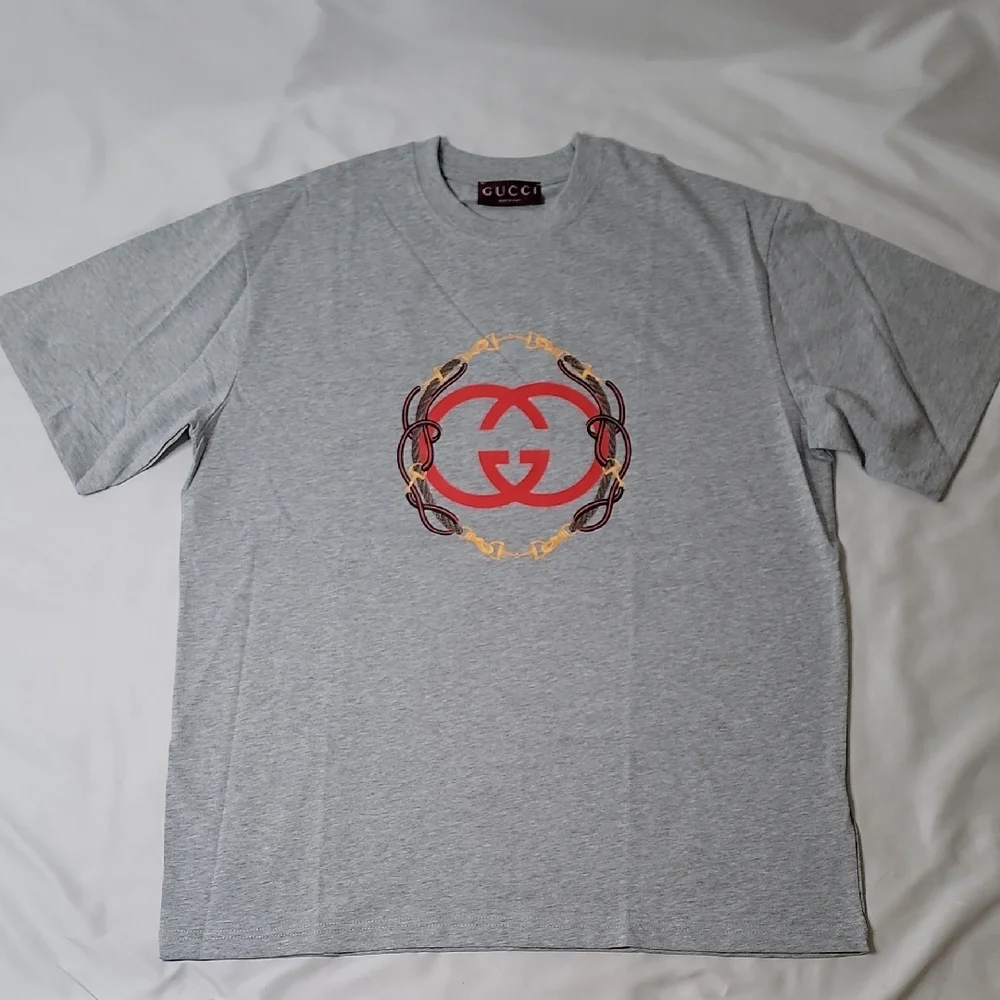 Gucci Cotton Jersey T Shirt With Print In Grey Mélange